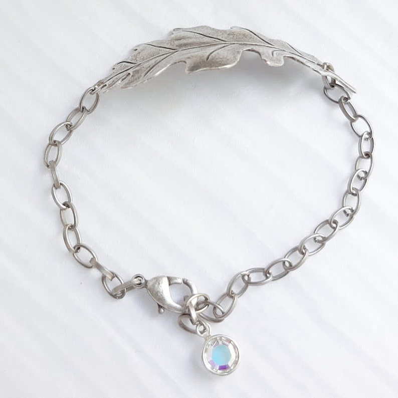 Silver Leaf Bracelet Oak Leaf Bracelet Silver Chain and | Etsy