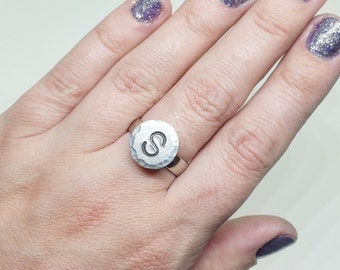 Silver Initial Ring - Monogram Initial Jewelry - Personalized Ring - Custom Ring - Initial Rings for Women