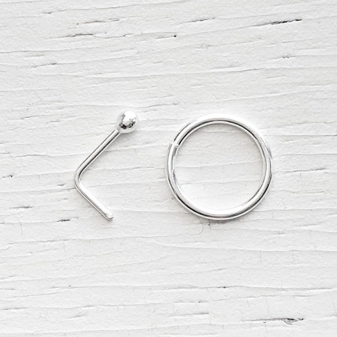 Sterling Silver Nose Ring Choose L Shape or Hoop Silver Nose Ring Silver Nose Stud Dainty Nose