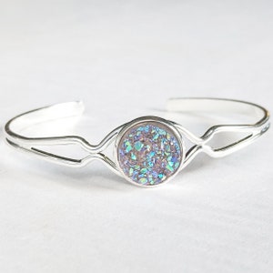 Dainty Silver Druzy Cuff Bracelet image 6