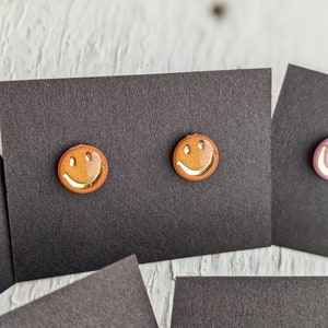 Smiley Face Stud Earrings, Smiley Studs, Emoji Happy Face, Flower Smile, Hypoallergenic Stainless Steel, Happy Jewelry, Gift for Her image 5