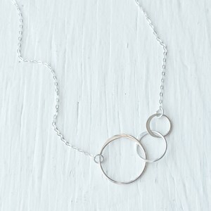 Three Links Necklace Three Circles Necklace Sterling Silver or Gold Filled Past, Present, Future Dainty Silver Chain image 2