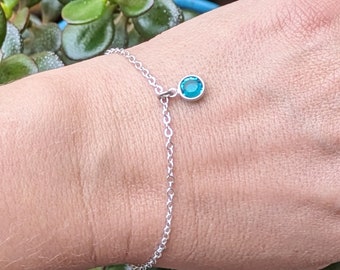 Birthstone Bracelet, Dainty Charm Bracelet, Birthstone Jewelry, Bridesmaid Gift, Bridesmaid Bracelet, Gift for Her, Handmade Gift, Custom