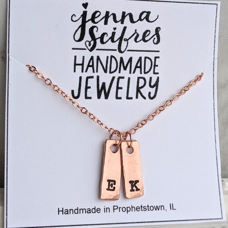 Tiny tag initial necklace, handmade, family necklace, personalized jewelry, gift for her, gift for mom, anniversary, silver, gold, rose gold image 2