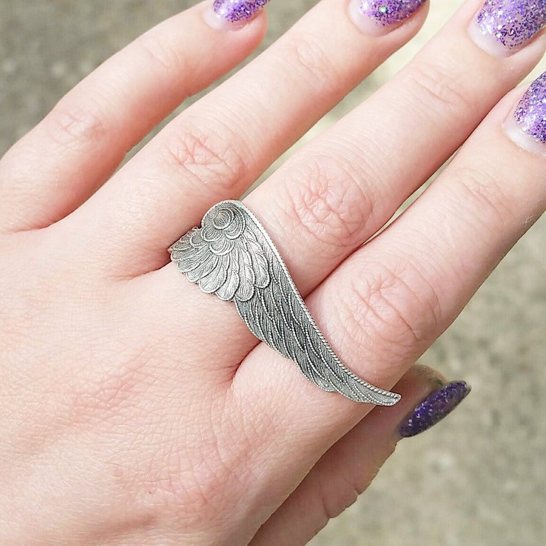 Angel Wing Ring Silver Wing Ring Guardian Angel Jewelry Etsy