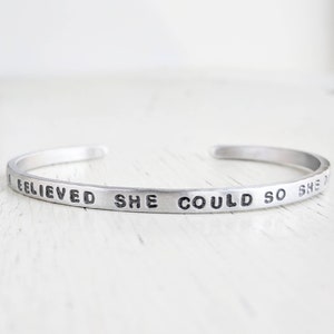 She Believed She Could So She Did Bracelet, She Believed Cuff, Graduation Jewelry Gift, Inspirational Cuff, Nursing Graduation, Gift for Her