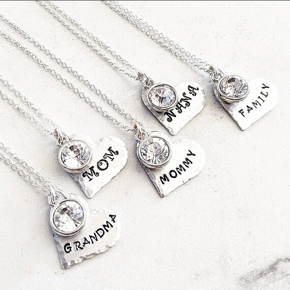 Mothers Day Heart Necklace, Adjustable 16-17-18 Inches, Custom