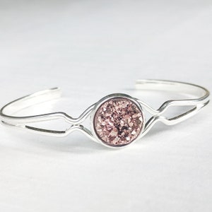 Dainty Silver Druzy Cuff Bracelet image 9