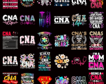 CNA PNG Bundle, Certified Nursing Assistant Floral Retro Leopard Nurse Designs Sublimation Digital Download