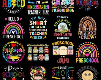 Preschool Teacher PNG Bundle Funny Preschool Shirt Designs, Kindergarten Teacher PNG, Back to School Teacher Gift Sublimation