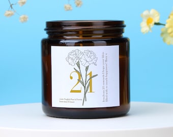 21st Birthday Gift: Floral Personalized Soy Candle for Her