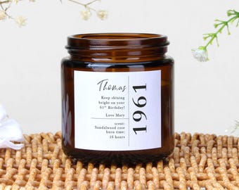 Personalised 60th Birthday Candle Gift: Soy Wax Apothecary Jar