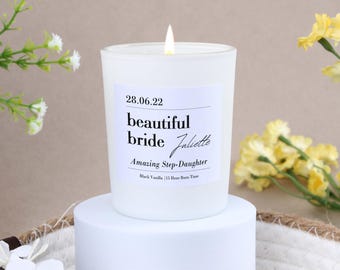 Personalised Gifts - Step Daughter Wedding Day Keepsake for Bride Frosted Soy Candle