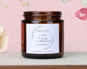 New Home Gift For Couple, Botanical Gift For Housewarming, Personalised Scented Candle - Personalised Gifts