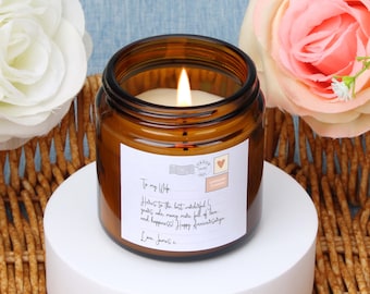 Unique Personalised Wedding Gift for Couple, Wedding Anniversary Gift Love Letter Candle, Bride- Personalised Gifts