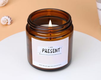 I Am Present Affirmation Gift, Affirmation Gifts For Her, Scented Apothecary Candle, Christmas Gift - Personalised Gifts
