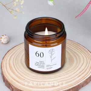 60th Birthday Gift Floral Personalised Candle, Birthday Gift for Friend, Birthday Gift for Her- Personalised Gifts