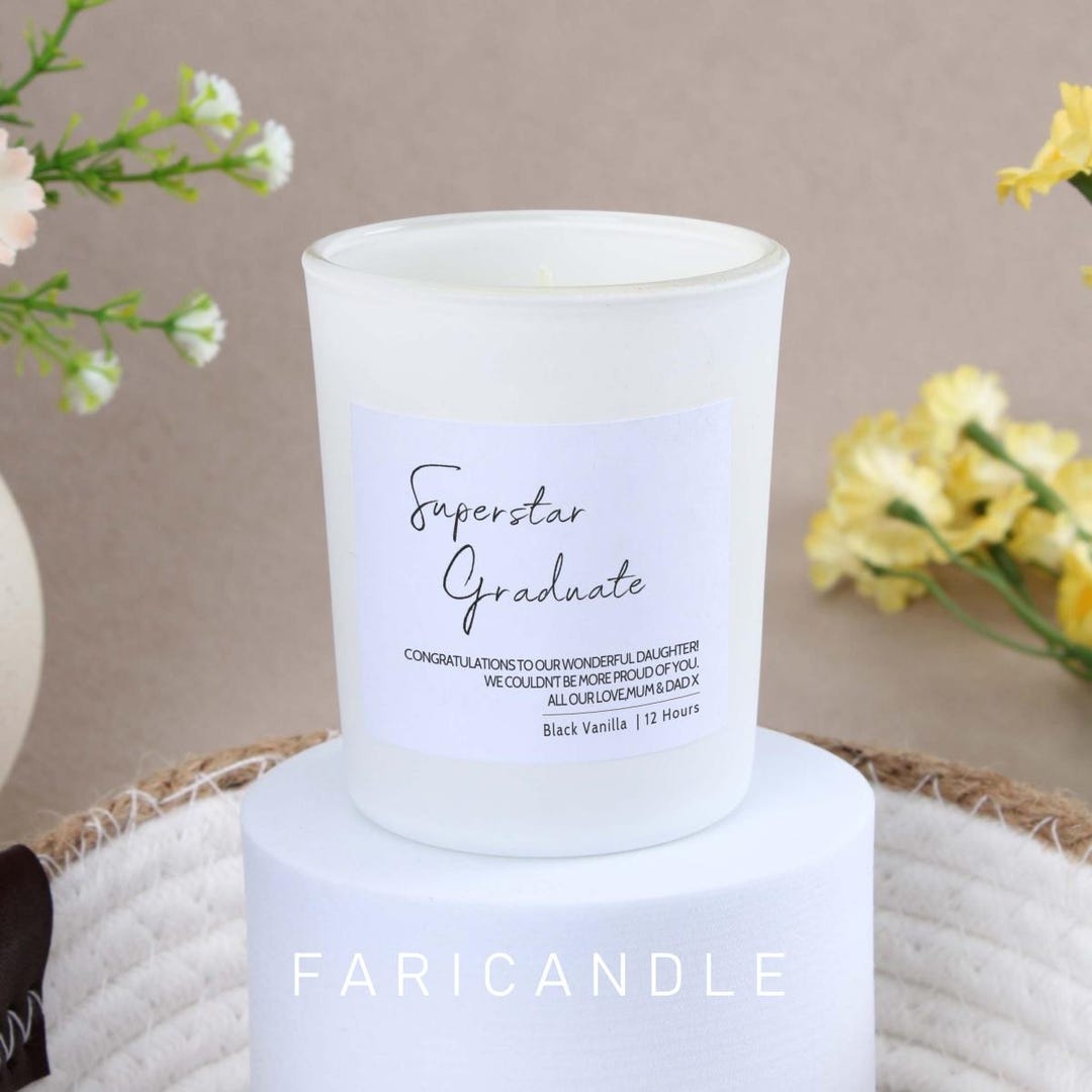 Personalised Graduation Candle Gift:frosted Glass, Superstar Graduate ...
