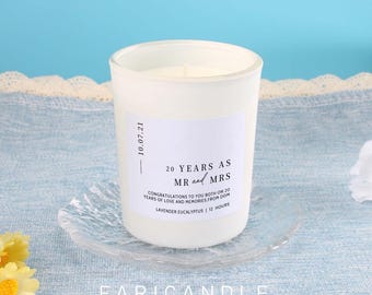 Wedding Anniversary Gifts for Couple - Personalised Gifts, 20th China Anniversary Gift For Couple, Minimalist Luxury Scented Candle