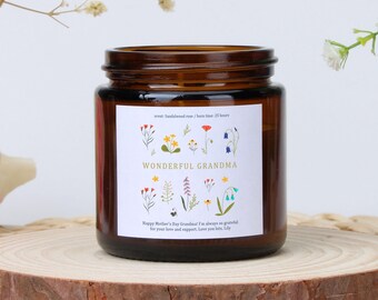 Personalised Grandma Mother's Day Candle: Wildflower Soy Wax Gift
