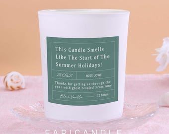 Personalised Teacher Gift Candle, Summer Holidays Gift, Thank You Present