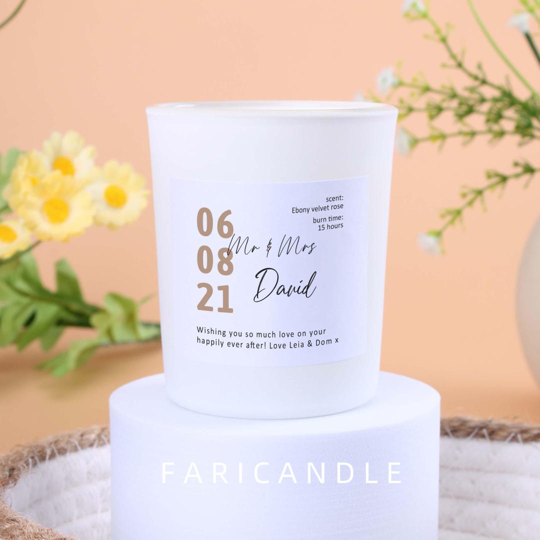 Personalised Wedding Date Candle: Mr & Mrs Soy Wax Gift - Etsy