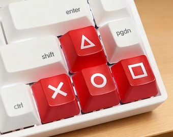 Red/Black Shine-Through PBT Arrow Keycaps | 4-Piece Set, Backlit Keycaps