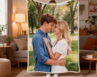Custom Couple Portrait Blanket, Personalized Matching Blanket, Anniversary Gift