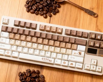 Coffee Tone PBT Keycaps 145-Key Full Set | Cherry Profile | Broad Mechanical Keyboard Compatibility