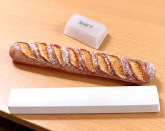 Baguette Themed PBT Keycaps | Novelty Spacebar & Shift Key Set | Fun Food-Themed Mechanical Keyboard Accessory