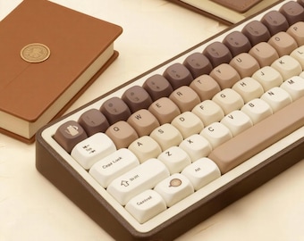 Coffee Tone PBT Keycaps | 145-Key Full Compatibility Set | FOA Profile Non-Shine Through