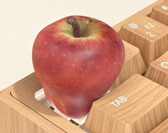 Handmade Red Apple Resin ESC Keycap, 3D Printed 1U Key
