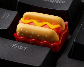 Handmade Resin Hot Dog TAB Keycap | 1.5U Size, 3D Food Keycap