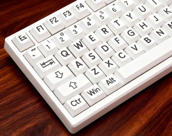 White PBT Keycaps 125-Key Set | Cherry Profile | Wear-Resistant Anti-Shine | Broad Mechanical Keyboard Compatibility