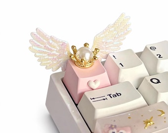 Angel Wing Esc Keycap | OEM Height PBT Material | White/Pink Optional | Novelty Replacement Keycap
