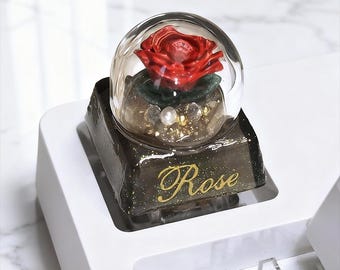 Handmade Resin Rose Esc Keycap | 3D Relief Design | Romantic Novelty Replacement Keycap