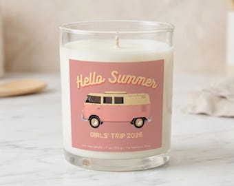 Cadeau personnalisé pour bougies roses Hello Summer pour enterrements de vie de jeune fille, vacances à la plage, voyages de filles - Cadeaux événementiels personnalisés en gros
