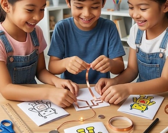 DIY STEM Activity for Kids Printable PDF  Light Up Robot Paper Circuit Craft | Homeschool Learning   Electronics Screen Free Kids Craft