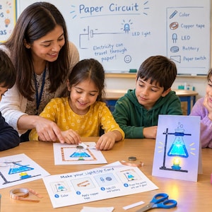 Light Up Paper Circuit Card STEM Activity | Electricity Science Craft | Printable STEM Project for Kids | Classroom & Homeschool Activity