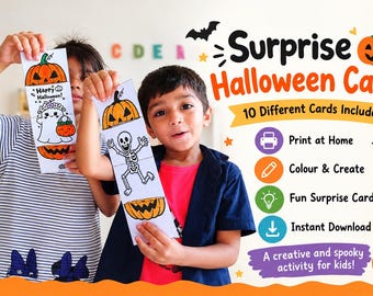 HALLOWEEN surprise card Screen free activity for kids printable paper craft home school stem instant download