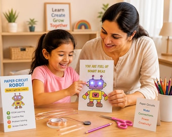 Light Up Robot Card Craft | Paper Circuits STEM Activity (Digital Download)