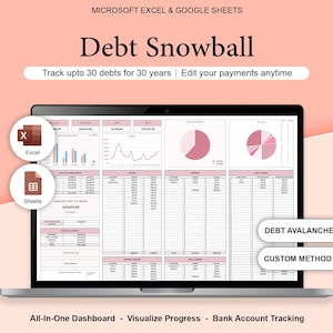 Debt Snowball Spreadsheet Excel & Sheets Debt Payoff Tracker Loan Planner Payment Organizer