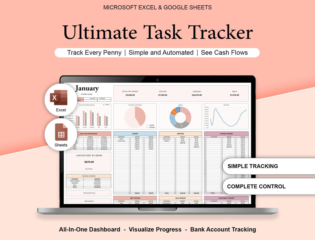 Ultimate Task Tracker Excel & Sheets Project Management Spreadsheet To ...