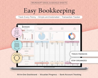 Small Business Bookkeeping Template Excel & Google Sheets Profit Loss Statement and Income Expense Tracker Tax Accounting Financial Report
