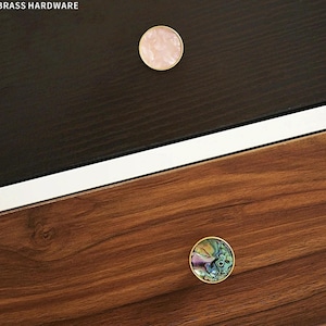 Modern Brass Cabinet Knob with Resin Inlay