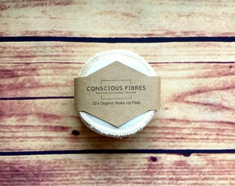 Organic cotton zero waste plastic free facial towelling makeup cloths eco alternative compostable 10 pads.