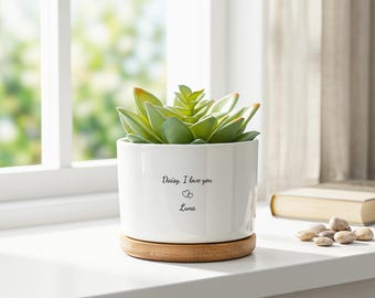 Custom Family Planter Pot, Personalized Succulent Ceramic Pot, Meaningful Home Decor Gift, Birthday Gift For Loved Ones