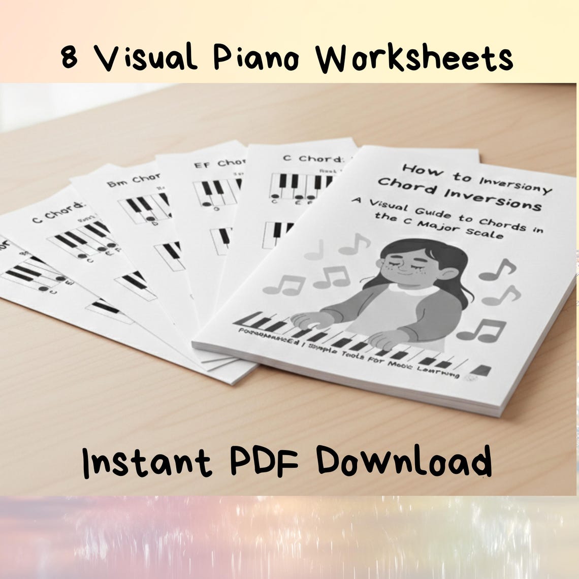 Music Note Inversion Worksheet Piano Chord Inversions Guide | Visual Music Theory Worksheets ...