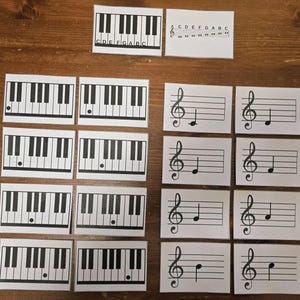 Matchande kort musikteorispel: Montessori piano noter notverktyg