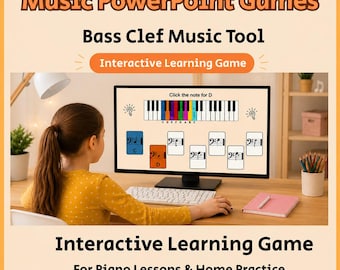 Interactive Piano Notes Game: Bass Clef Music Tool (Digital Download)